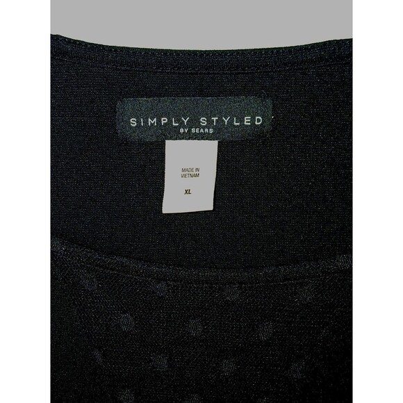 Vintage Sears Black Long-Sleeve Y2K Dress Sz XL Stretch Lace Knee-Length - Picture 7 of 9